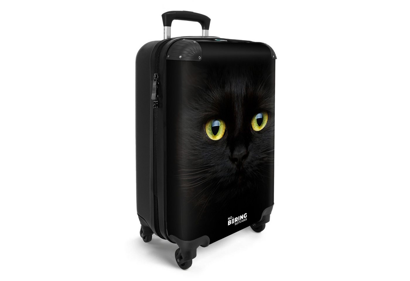 NoBoringSuitcases.com© Hartschalen-Trolley Schwarze Katze mit hellen Augen 55x35x20cm, Reisetasche mit Rollen, Koffer Handgepäck Flugzeug