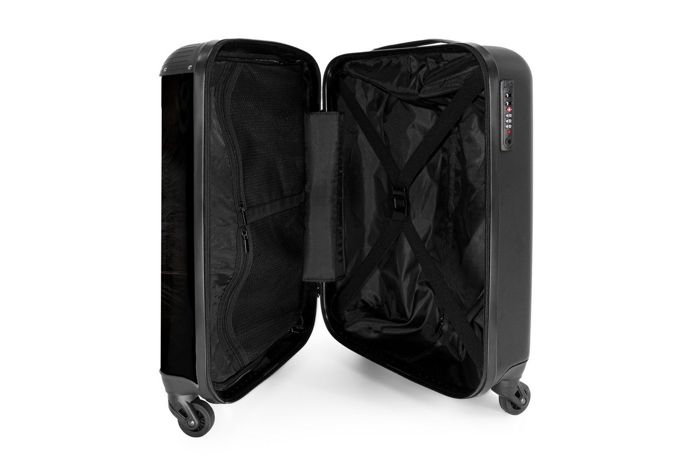 NoBoringSuitcases.com© Hartschalen-Trolley Schwarze Katze mit hellen Augen 55x35x20cm, Reisetasche mit Rollen, Koffer Handgepäck Flugzeug Bild 2