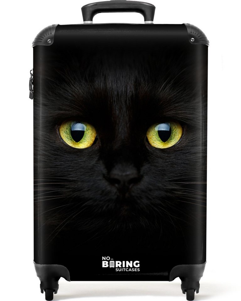 NoBoringSuitcases.com© Hartschalen-Trolley Schwarze Katze mit hellen Augen 55x35x20cm, Reisetasche mit Rollen, Koffer Handgepäck Flugzeug Bild 3