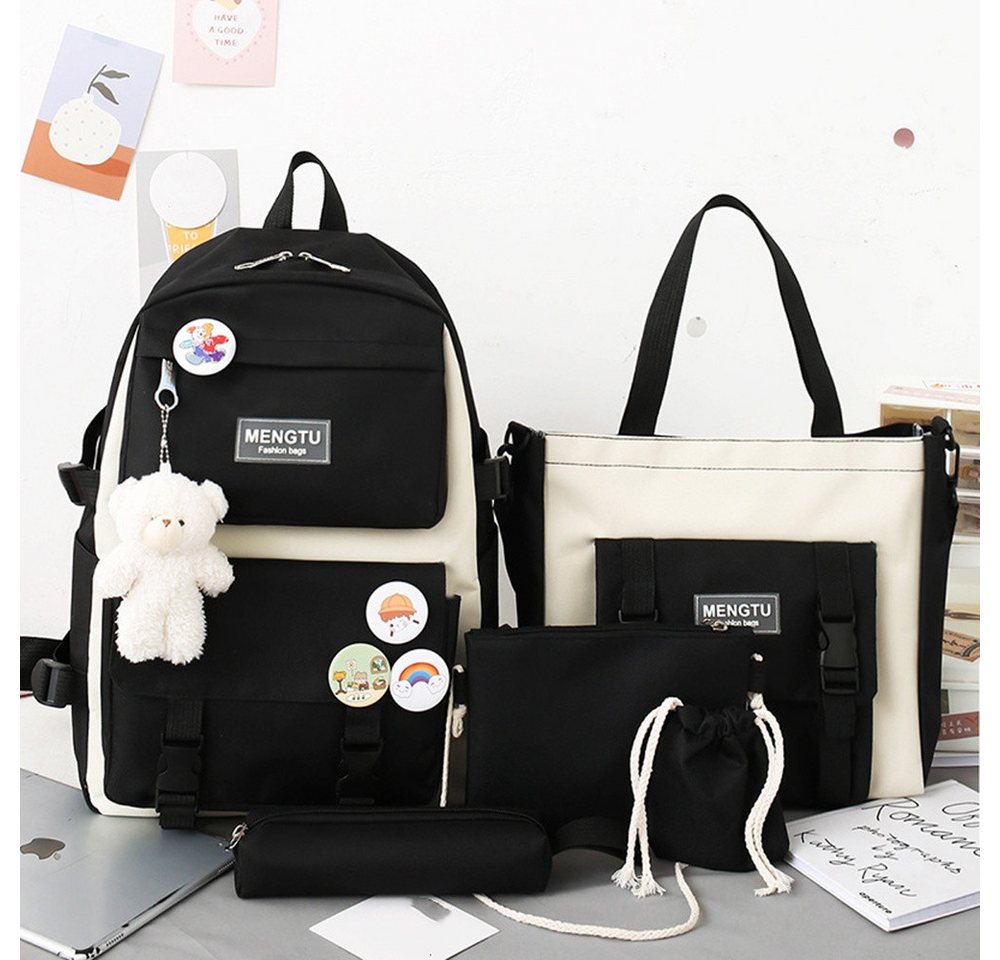 Coonoor Schulrucksack 5-teiliges Kawaii-Rucksack für Mädchen, Laptop-Tasche,Freizeitrucksack