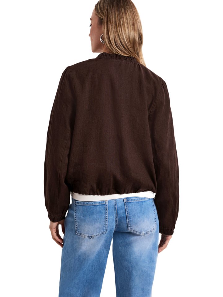 STREET ONE Outdoorjacke braun,Casual,Leinen,Unifarben,Rundhals,Lang,Casual Fit Bild 4