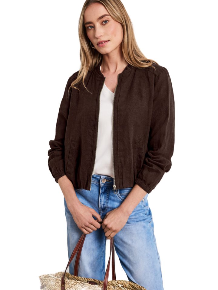 STREET ONE Outdoorjacke braun,Casual,Leinen,Unifarben,Rundhals,Lang,Casual Fit Bild 5