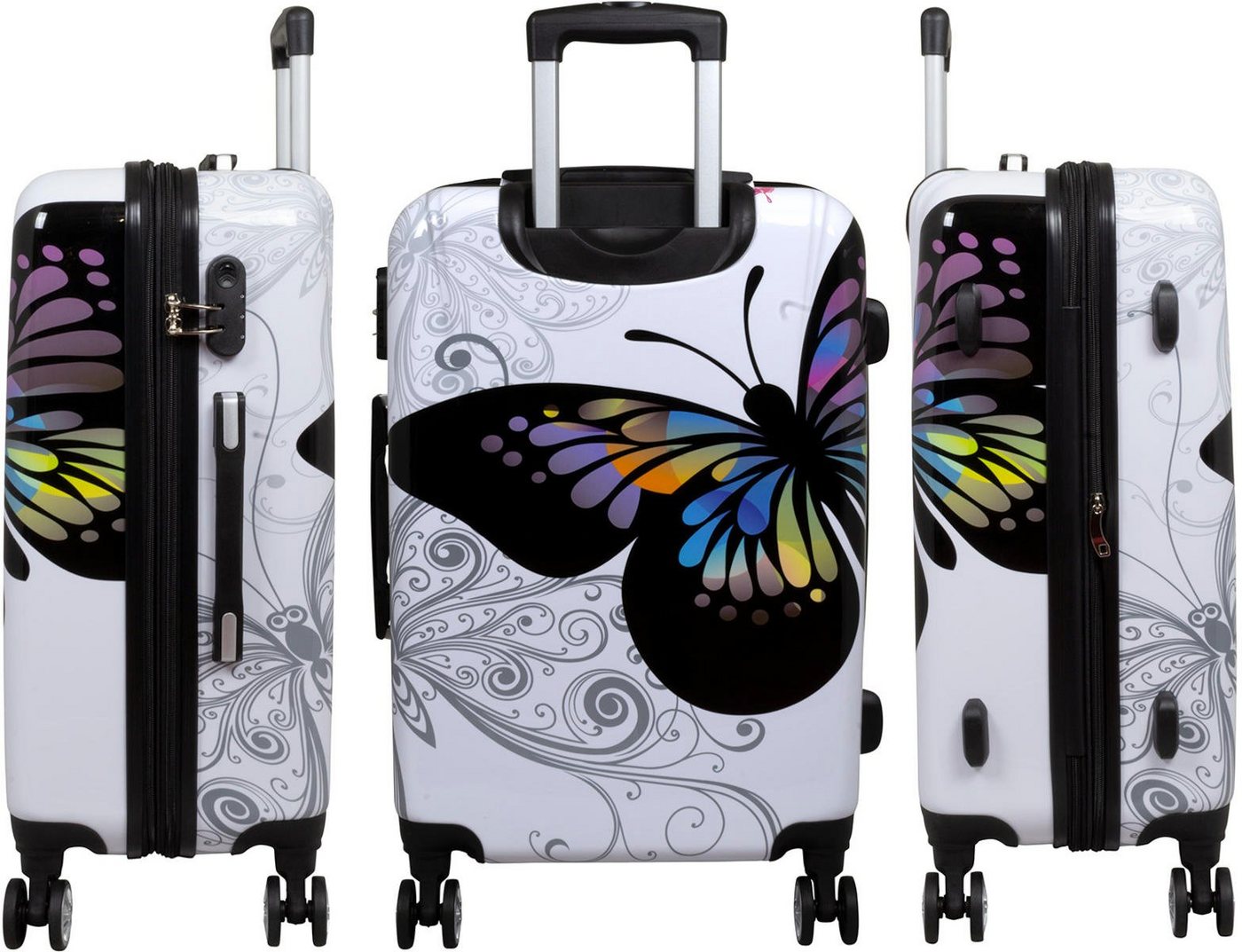 Warenhandel König Hartschalen-Trolley Butterfly, 4 Rollen, mit Motiv, Dehnfalte zur Vergrößerung des Packvolumens Bild 2