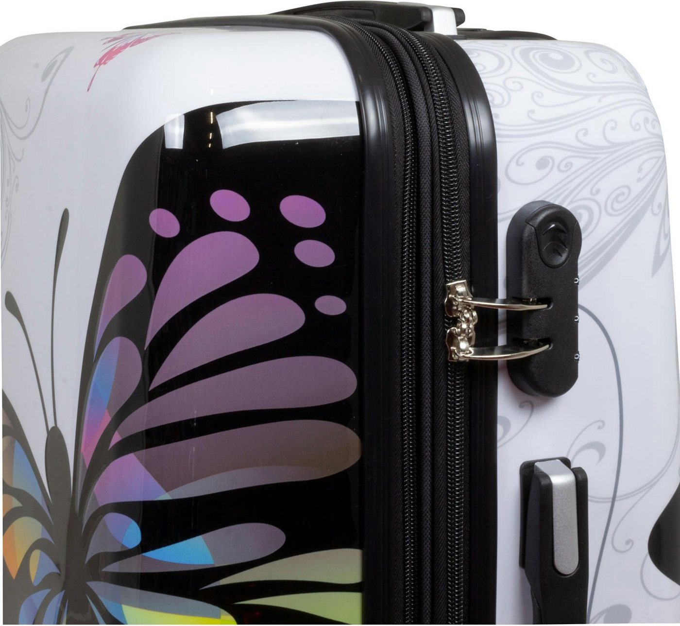 Warenhandel König Hartschalen-Trolley Butterfly, 4 Rollen, mit Motiv, Dehnfalte zur Vergrößerung des Packvolumens Bild 3