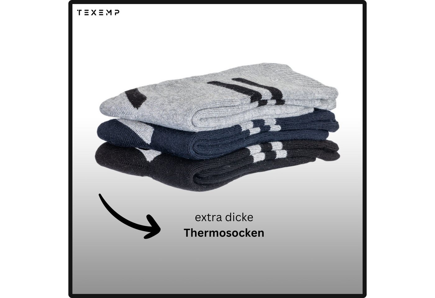 TEXEMP Thermosocken 6 bis 24 Paar Thermo Socken Herren & Damen Baumwolle Wintersocken (Packung, 12-Paar) Mit Innenfrottee Bild 2