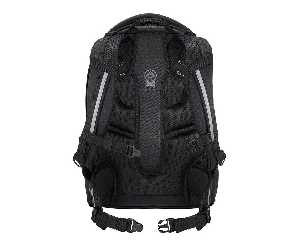 coocazoo Schulranzen Schulrucksack-Set PORTER, Black Coal 3-teilig (3-teilig), ergonomisch, Körpergröße: 135 - 180 cm, Easy-Grow-System