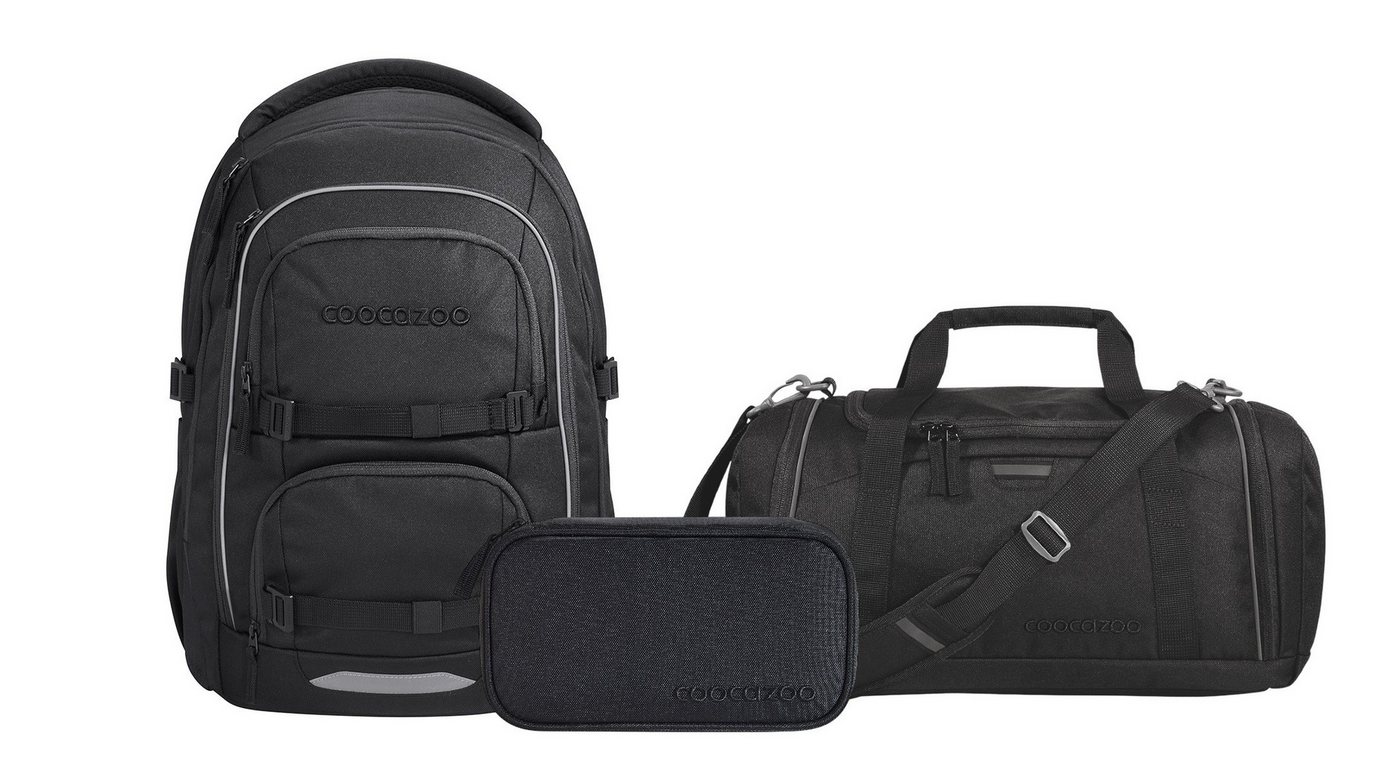 coocazoo Schulranzen Schulrucksack-Set PORTER, Black Coal 3-teilig (3-teilig), ergonomisch, Körpergröße: 135 - 180 cm, Easy-Grow-System Bild 2