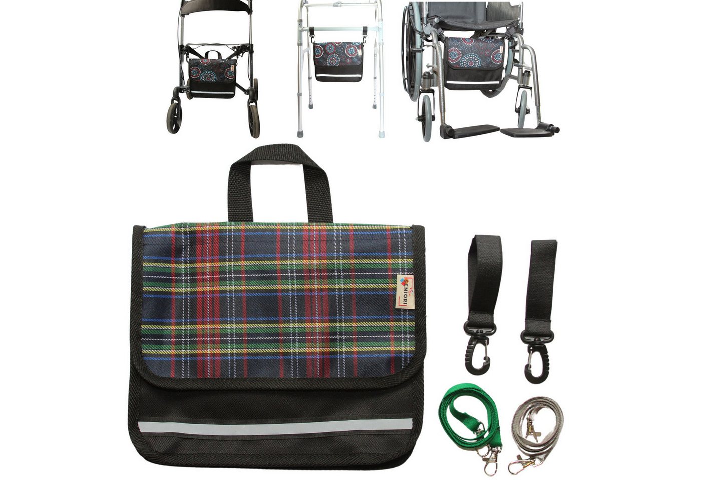 Seniori Aufbewahrungstasche multifunktionale Tasche für Rollstühle UNTER DEM SITZ Rollstuhltasche, 7U - Tartan Bild 4