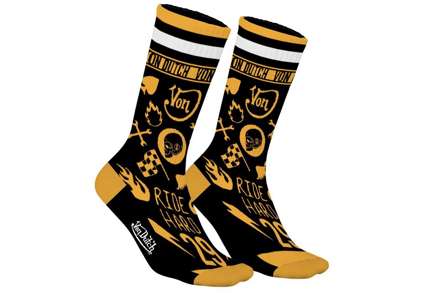 Von Dutch Tennissocken Von Dutch Originals 2-Pack Tennis Socks VD Allover Print black/yellow