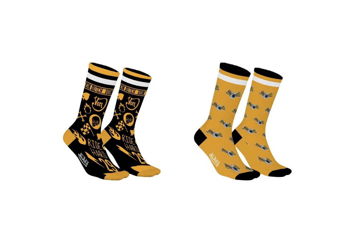 Von Dutch Tennissocken Von Dutch Originals 2-Pack Tennis Socks VD Allover Print black/yellow Bild 2