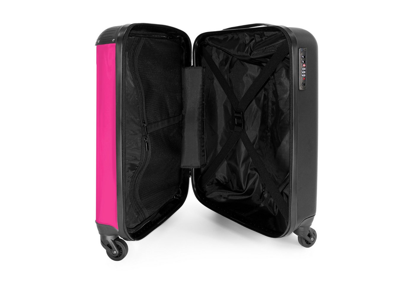 NoBoringSuitcases.com© Hartschalen-Trolley Rosa - Einfarbig 55x35x20cm, Reisetasche mit Rollen, Koffer Handgepäck Flugzeug
