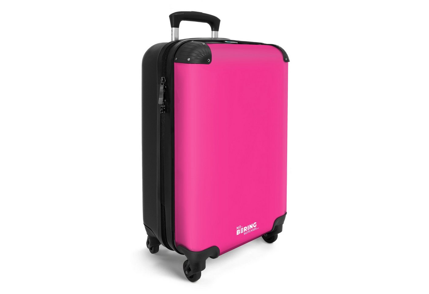 NoBoringSuitcases.com© Hartschalen-Trolley Rosa - Einfarbig 55x35x20cm, Reisetasche mit Rollen, Koffer Handgepäck Flugzeug Bild 2