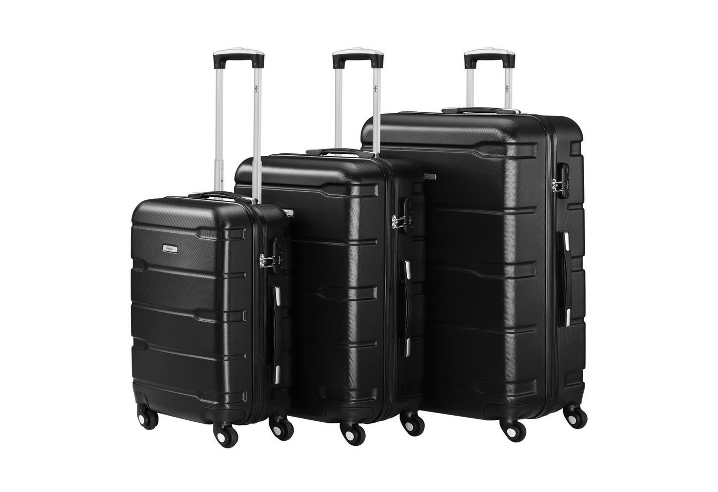 Zelsius Kofferset Koffer Set 3 Stück, Schwarz, ABS Hartschalenkoffer mit Zahlenschloss, 4 Rollen, (Set, 3 teiliges Kofferset) Bild 3