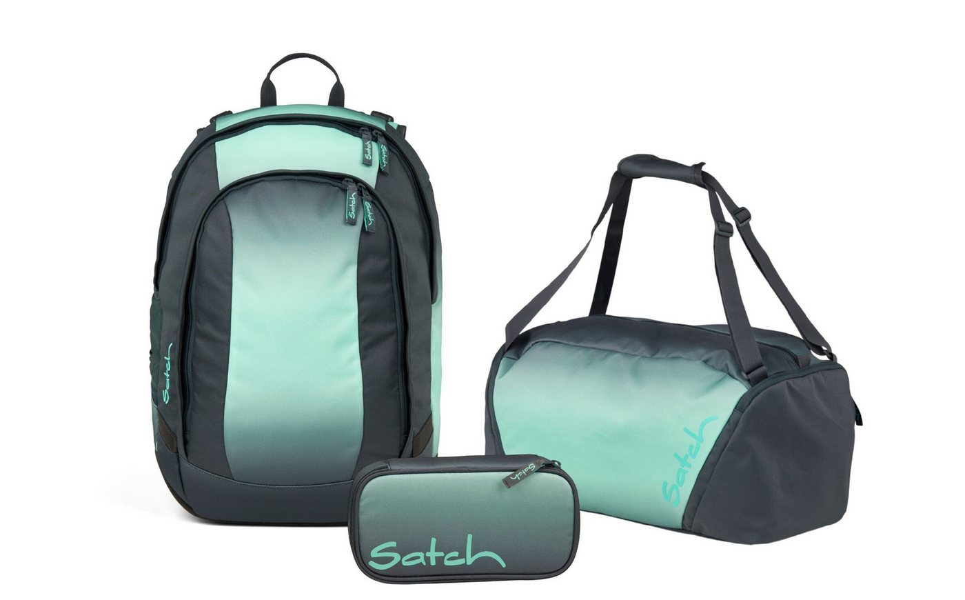 Satch Schulranzen Schulrucksack-Set AIR Gradient Mint 3-teilig (33-teilig), Schulranzen, ergonomisch, Laptop-Fach, Your-Size-System Bild 2