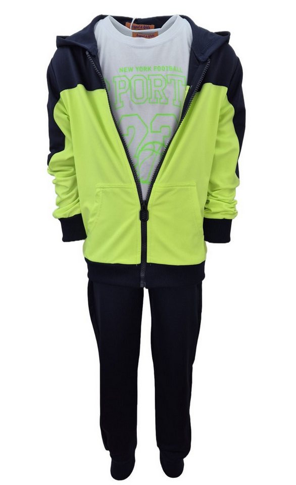 Fashion Boy Trainingsanzug Kinder Trainingsanzug 3-tlg. Freizeitanzug mit T-Shirt JF3496e (Set, Jacke, Hose + T-Shirt)