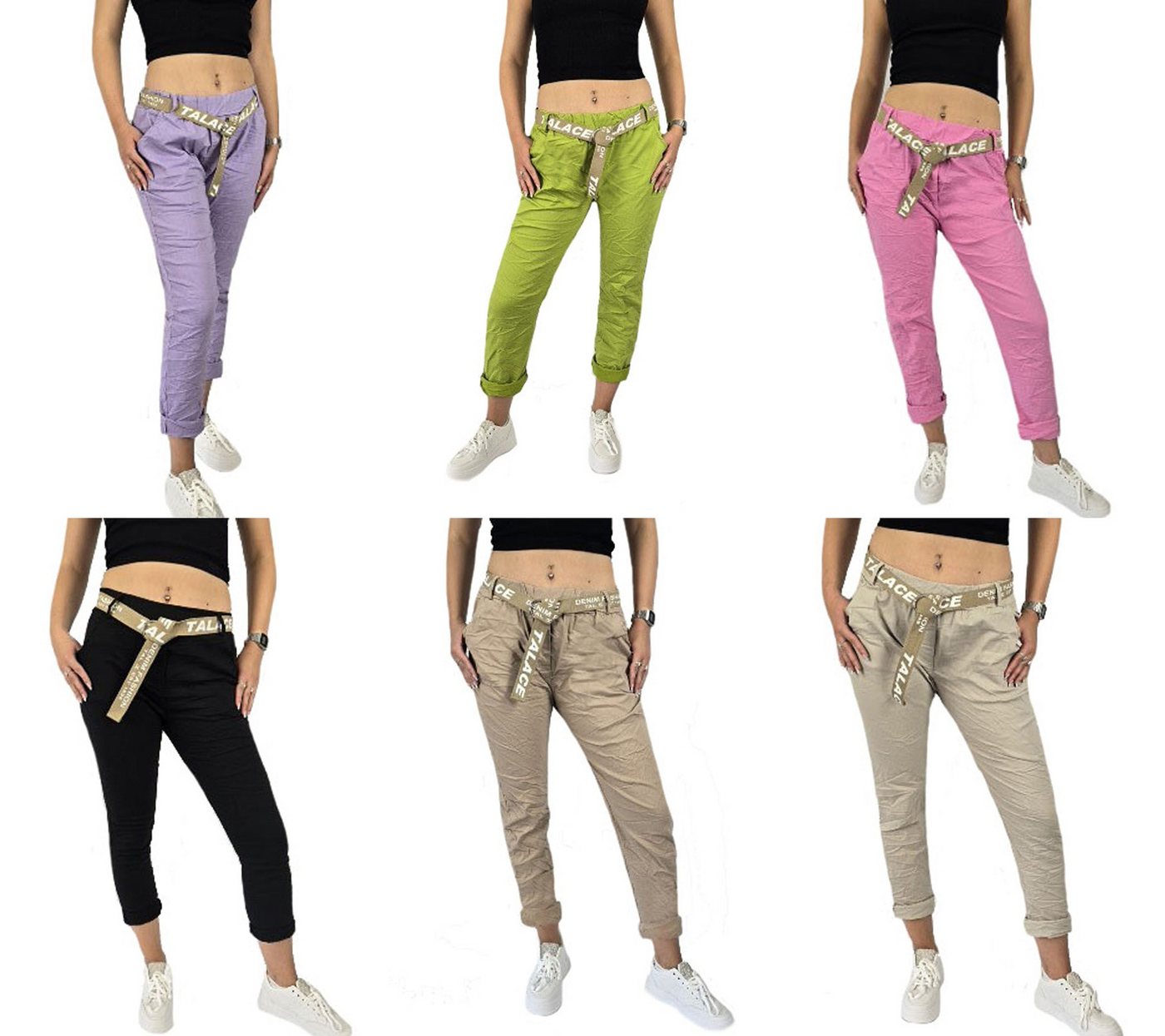 Sa-Lucca Jogger Pants Damen Casual Jogpants Bequeme Stoffhose mit elastischem Bund & Gürtel Elastikbund Bild 2