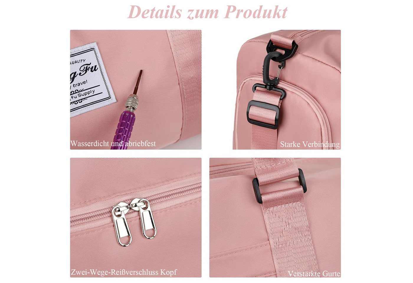 ibettertec Reisetasche Faltbare Reisetasche Gepäcktasche Große Weekender Übernachtungstasche, Urlaubstasche Wasserdicht Sporttasche für Herren Damen Bild 3
