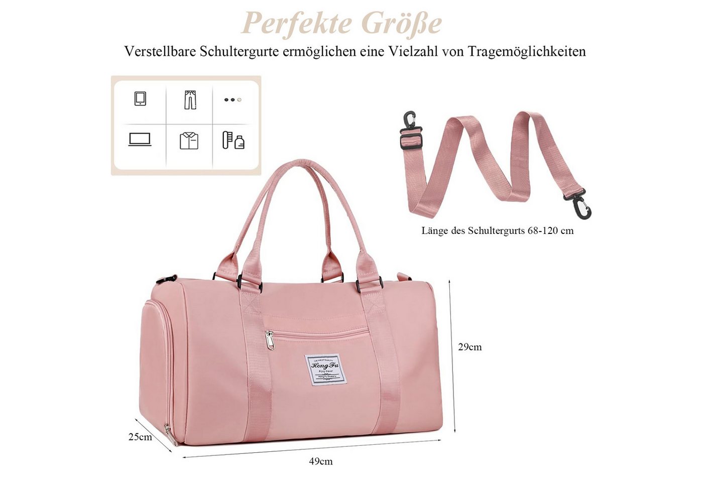 ibettertec Reisetasche Faltbare Reisetasche Gepäcktasche Große Weekender Übernachtungstasche, Urlaubstasche Wasserdicht Sporttasche für Herren Damen Bild 4
