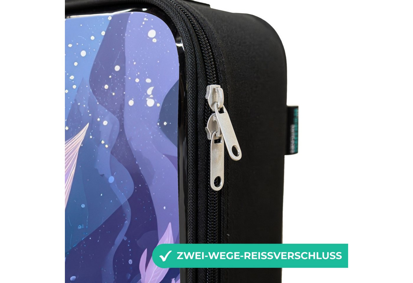 NoBoringSuitcases.com© Kinderkoffer mit leuchtende Räder - Meerjungfrau - Unterwasser - Lila - Blau, 2 Rollen, Kinder Koffer Klein, Trolley Handgepäck, Reisekoffer Bild 2