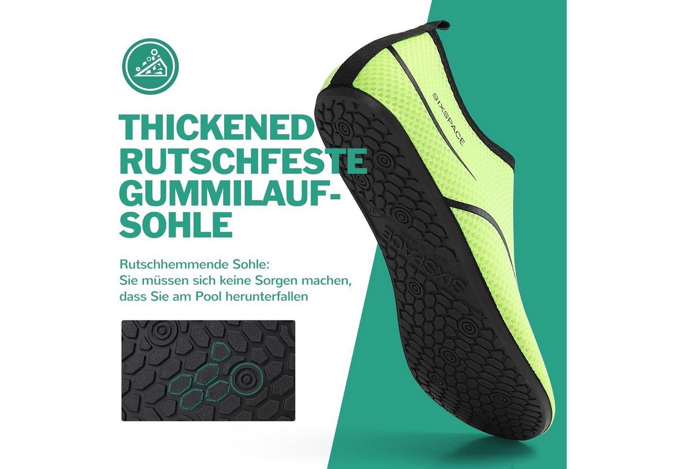 LuxusKollektion Wasserschuhe Herren Damen Aquaschuhe Strandschuhe 42 EU 487 Grün Wasserschuh Bild 2