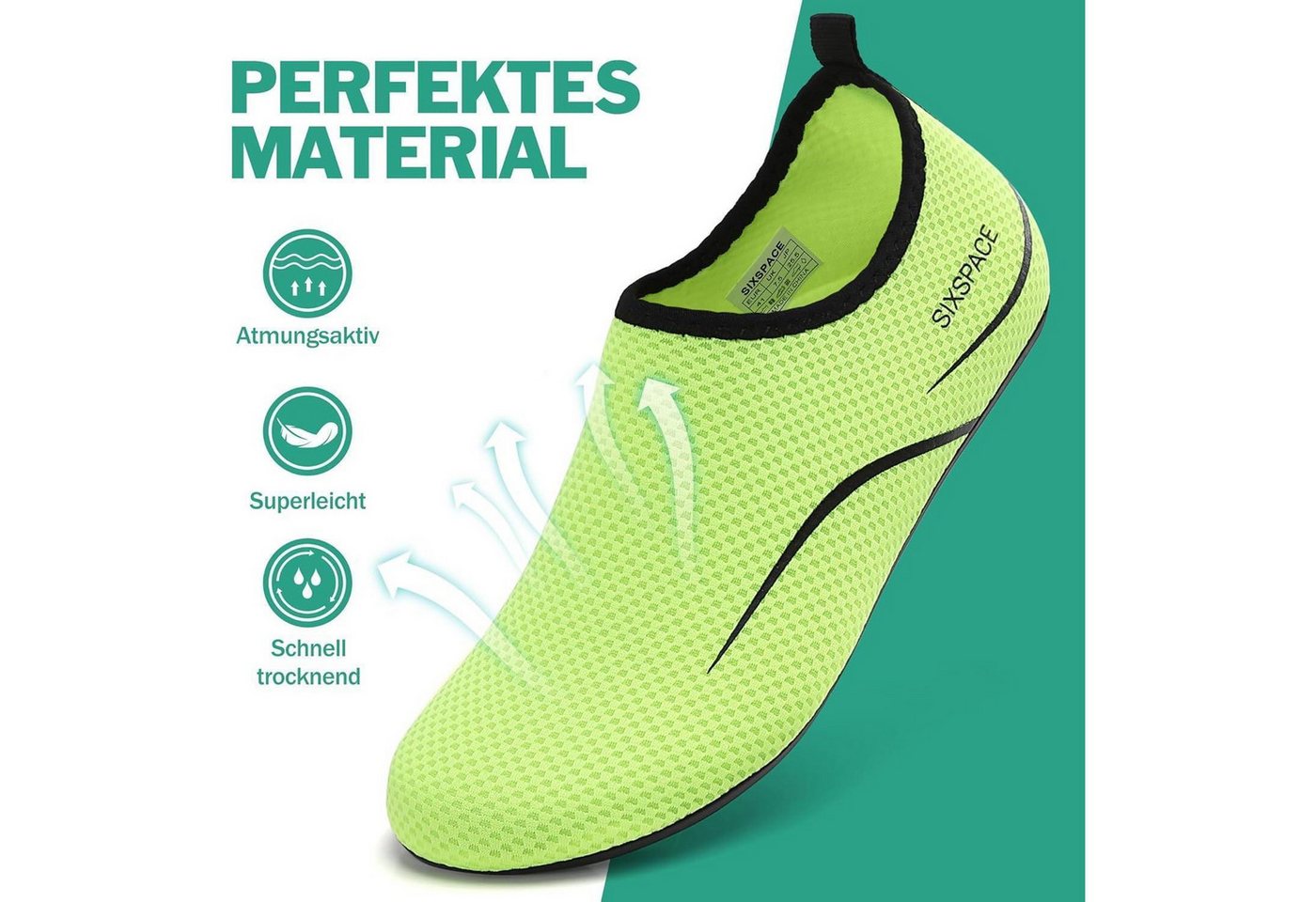 LuxusKollektion Wasserschuhe Herren Damen Aquaschuhe Strandschuhe 42 EU 487 Grün Wasserschuh Bild 3