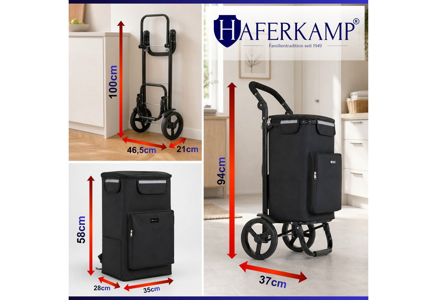 PROREGAL® Einkaufstrolley Klappbarer Einkaufstrolley TRAGINO 3-in1 Einkaufswagen Bild 2