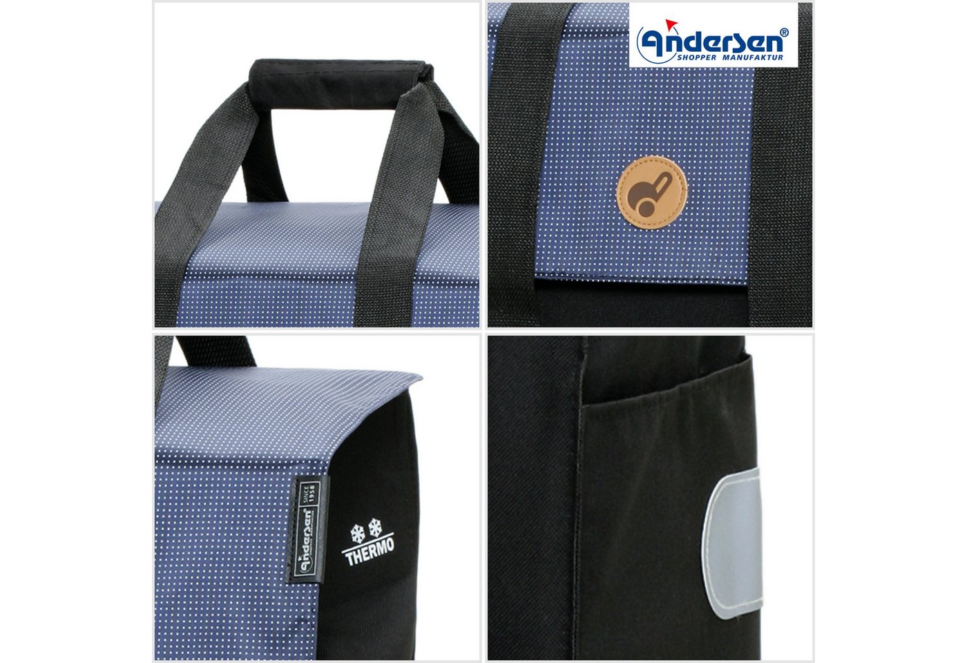 Andersen Einkaufstrolley Royal Shopper Vektor blau, Thermofach 15 Liter, klappbar, belastbar bis 50kg, wasserabweisend Bild 2