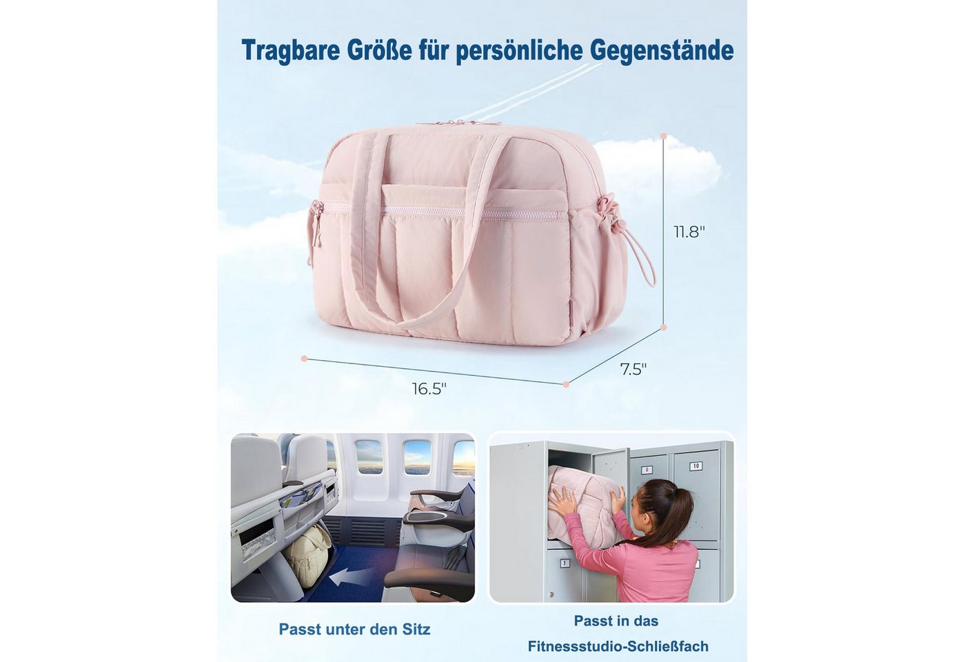 Coonoor Reisetasche Damen Sporttasche, Wasserabweisende Weekender Reisetasche, Handgepäck (1-tlg), Fitness-Tasche mit Nasstasche für Schwimmen und Sauna Bild 3