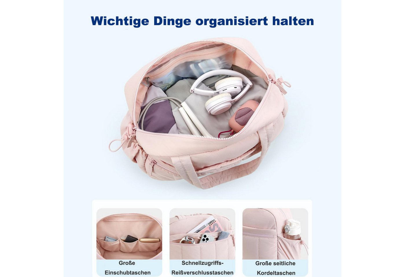 Coonoor Reisetasche Damen Sporttasche, Wasserabweisende Weekender Reisetasche, Handgepäck (1-tlg), Fitness-Tasche mit Nasstasche für Schwimmen und Sauna Bild 4