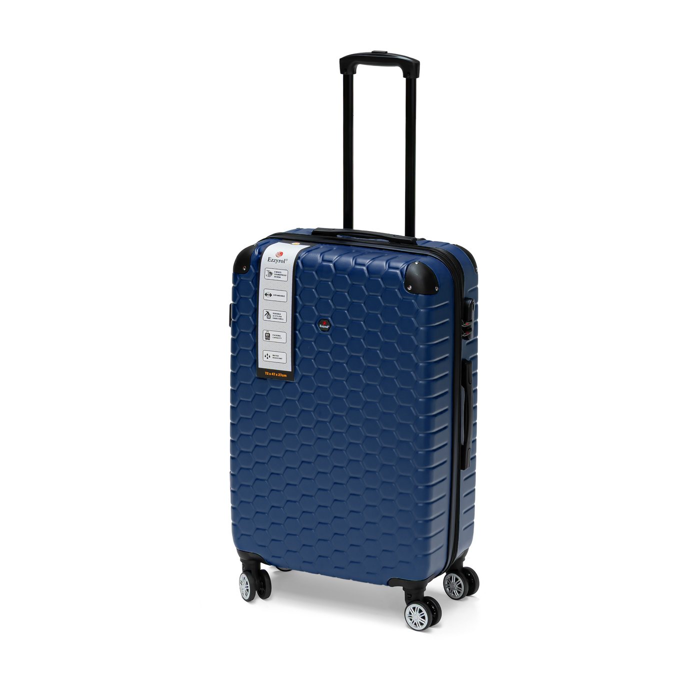 Ezzyrol® Hartschalen-Trolley Hartschalenkoffer mit 4 Lenkrollen, Teleskopgriff, Zahlenschloss, robuste ABS-Schale – stabil, leicht & ideal für Familienurlaub