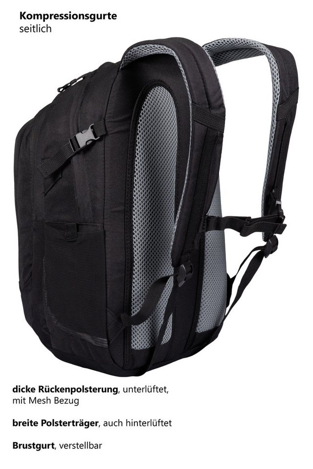 BESTWAY Schulrucksack Mädchen Jungen Schultasche Schulmappe Solid (Set, 3 Teile Set: Rucksack + Mäppchen + Stifte Set 31 tlg), Schulrucksackset Mappe Campus Evo 3 Teile Set 40352 rmv Bild 4