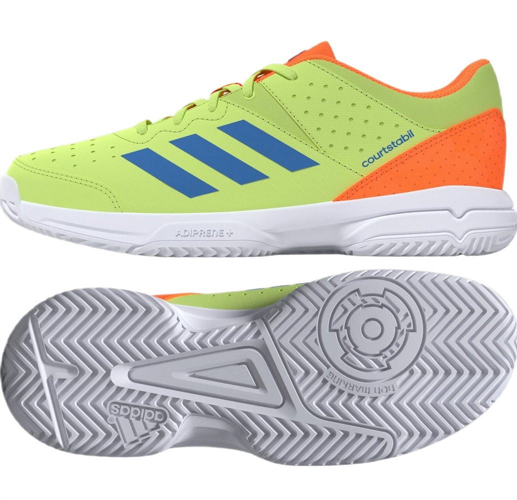 adidas Performance Hallen-Indoorschuhe Court Stabil grün/orange Kinder Badmintonschuh Bild 2