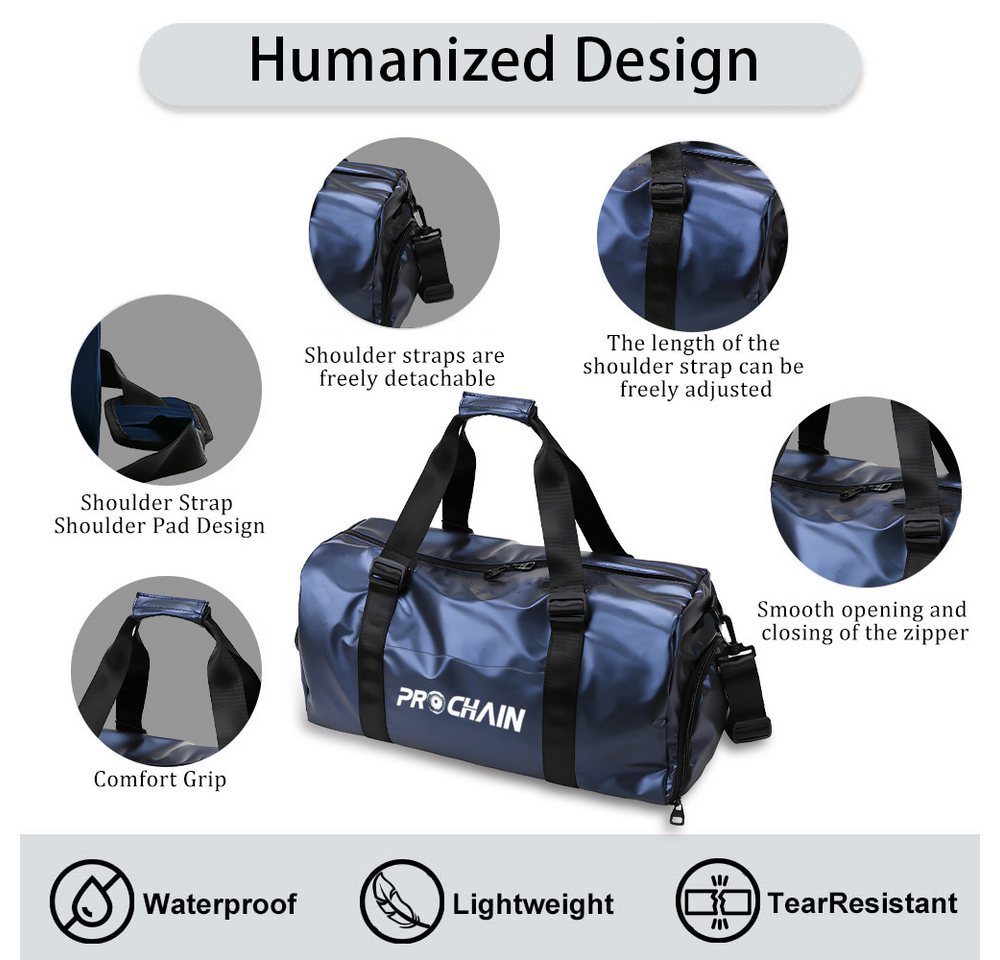 PROCHAIN Gymbag Sporttaschen für Männer und Frauen,Freizeit-Aufbewahrungstasche (Geeignet für Fitness Yoga Schwimmen Reisen, Leicht Hochwertig Sporttasche mit Schuhfach Lässiger Rucksack), Wasserdicht und Verschleißfest mit Schuhfach und Nassfach Bild 5