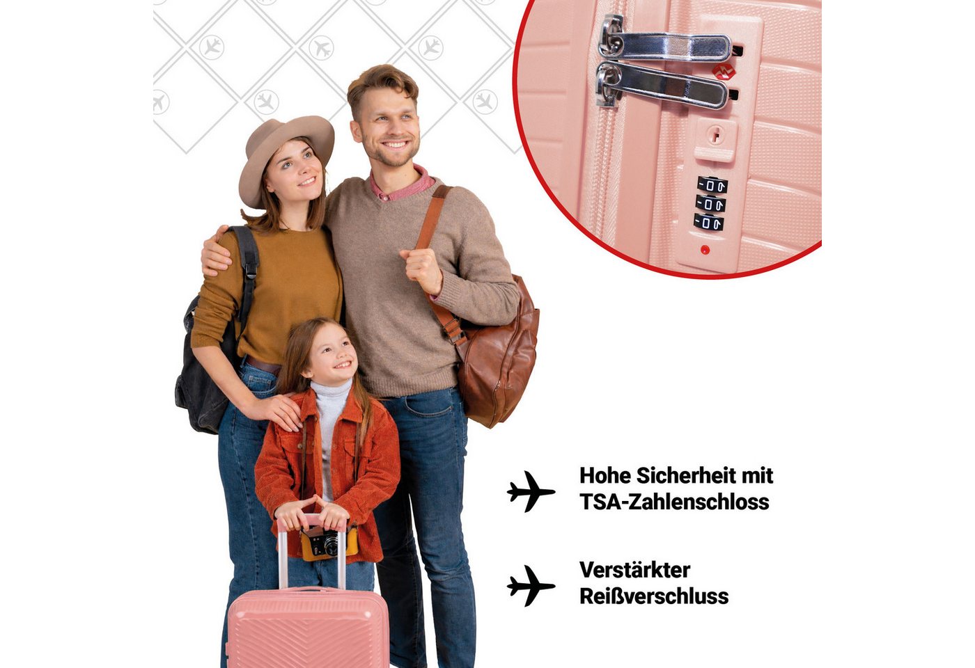 Barut Trolleyset Reisekoffer Set NOVA Rose Gold, (Set, 3 tlg., MS-19914)