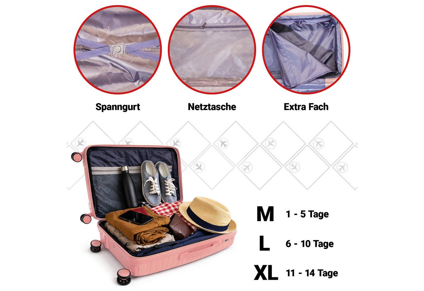 Barut Trolleyset Reisekoffer Set NOVA Rose Gold, (Set, 3 tlg., MS-19914) Bild 4