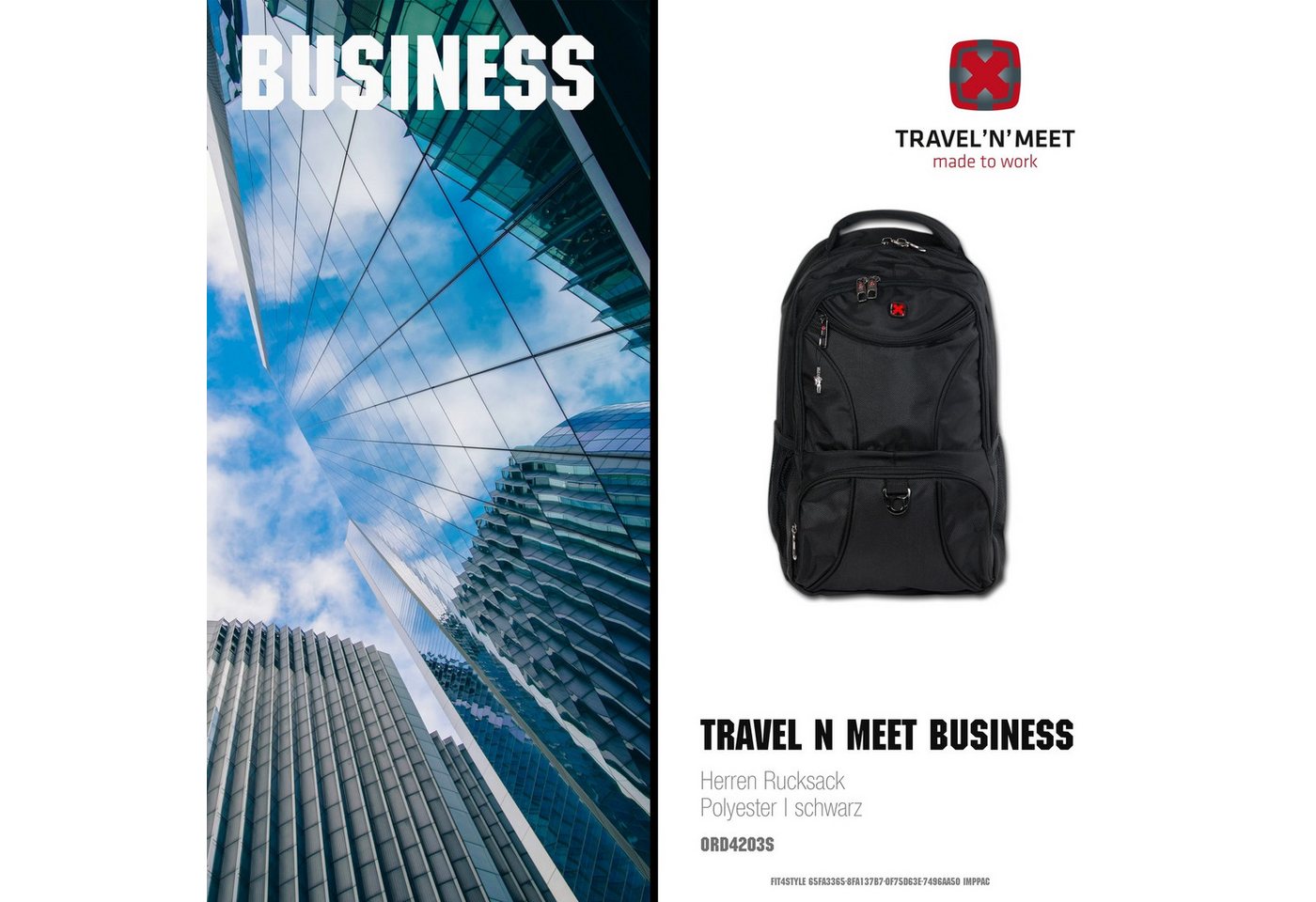 Travel N Meet Reisetasche Travel N Meet Laptop Rucksack 15 Zoll (Businessrucksack), Herren Business-, Freizeitrucksack Polyester, schwarz ca. 48cm hoch Bild 2