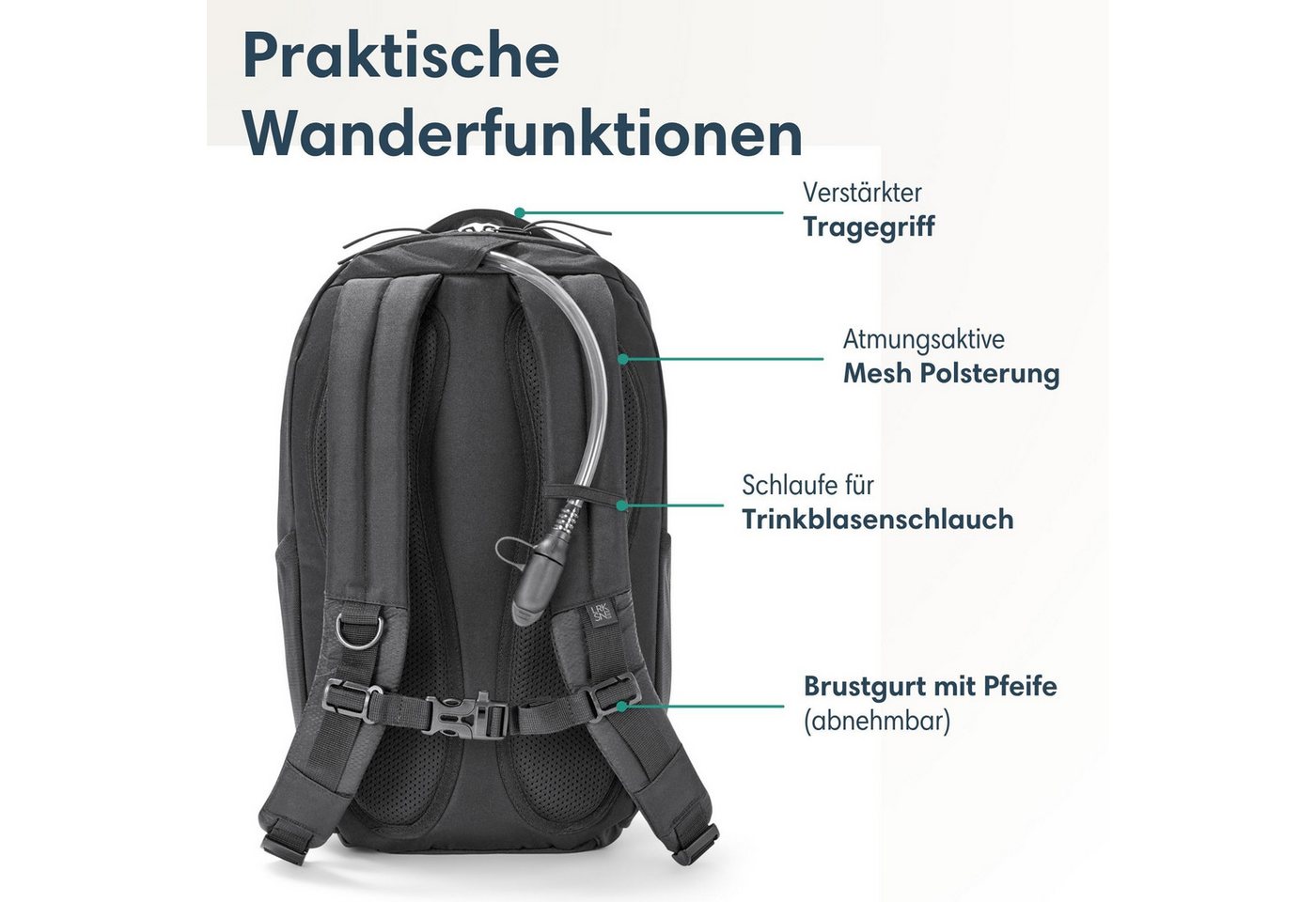 LARKSON Wanderrucksack Klint Small Rucksack 19 L mit Trinkblasenöffnung (1-tlg), Outdoorrucksack für Radfahren, Bergsteigen, Wandern, Camping