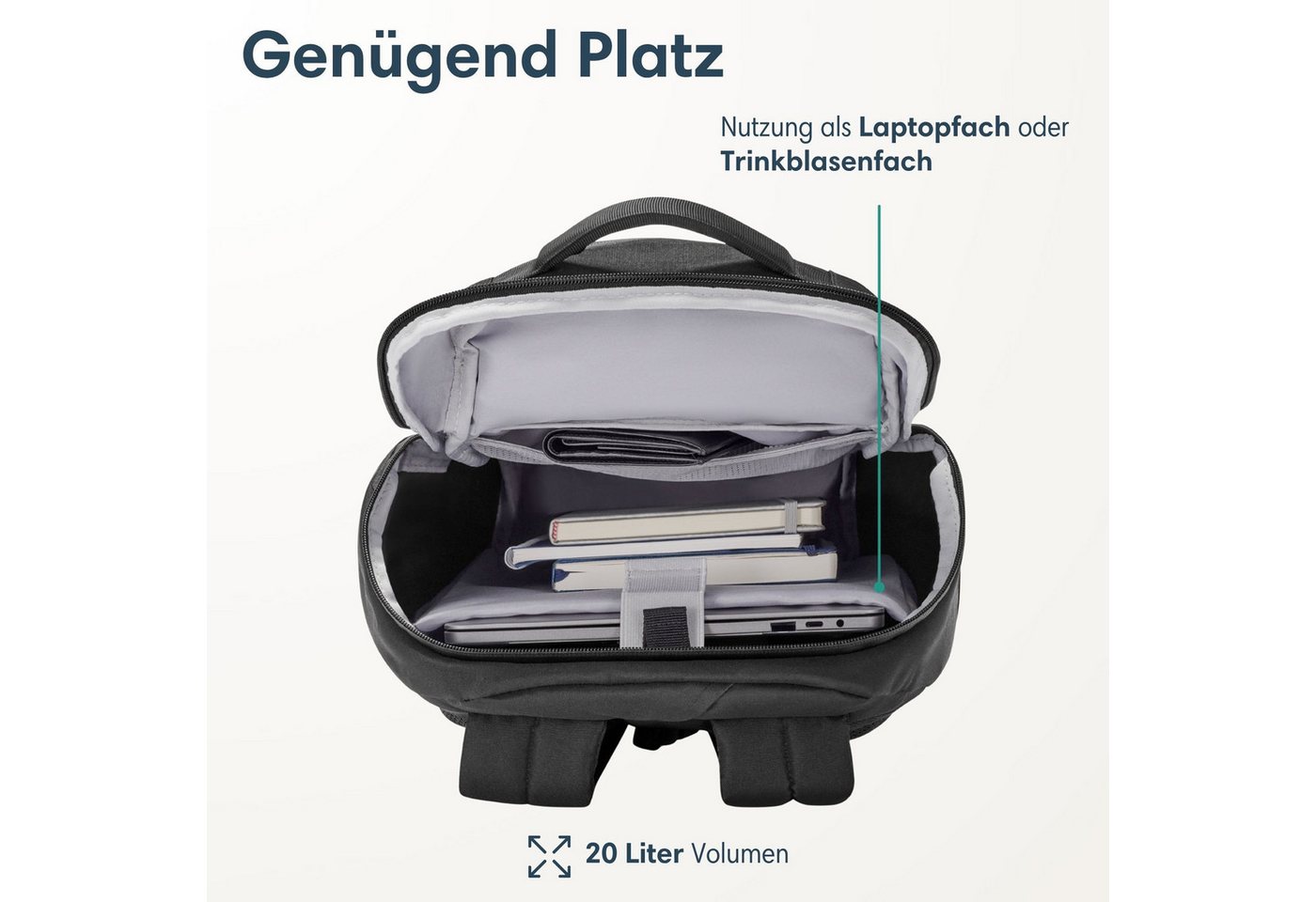 LARKSON Wanderrucksack Klint Small Rucksack 19 L mit Trinkblasenöffnung (1-tlg), Outdoorrucksack für Radfahren, Bergsteigen, Wandern, Camping Bild 2