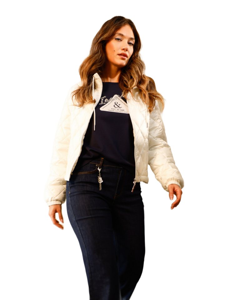 Monari Kurzjacke weiß,Casual,Polyamid,Unifarben,Stehkragen,Lang,Regular Fit Bild 4