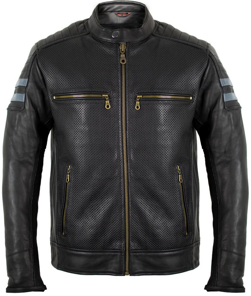 MDM Motorradjacke Sommer Motorrad Lederjacke, winddurchlässig mit Protektoren Gelochtes Leder
