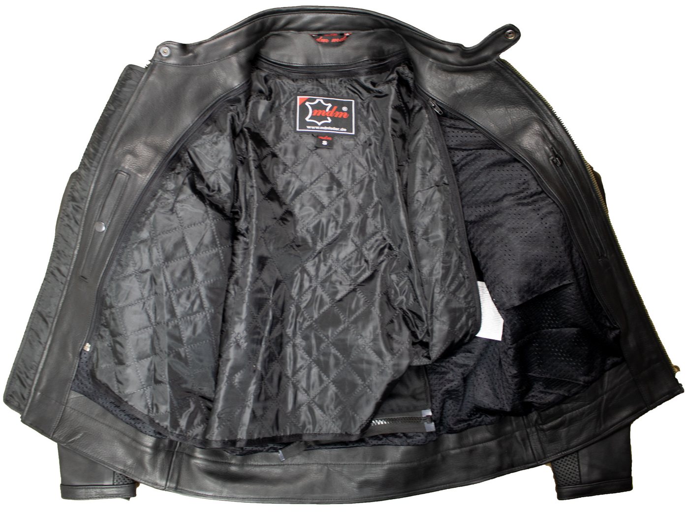 MDM Motorradjacke Sommer Motorrad Lederjacke, winddurchlässig mit Protektoren Gelochtes Leder Bild 2