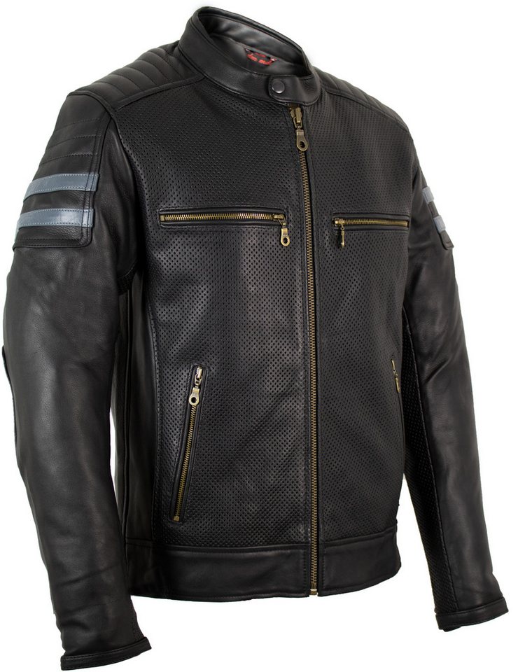 MDM Motorradjacke Sommer Motorrad Lederjacke, winddurchlässig mit Protektoren Gelochtes Leder Bild 3