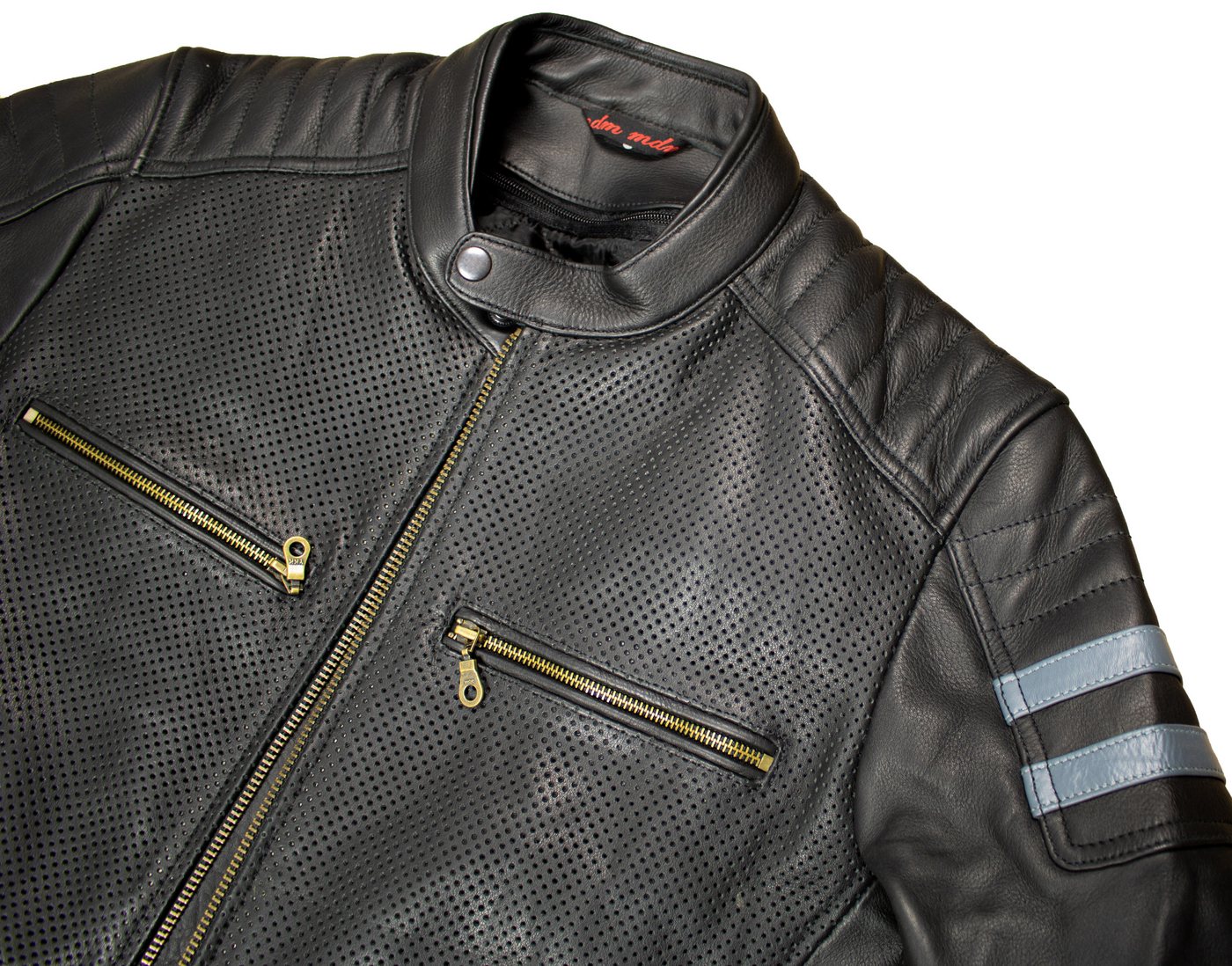 MDM Motorradjacke Sommer Motorrad Lederjacke, winddurchlässig mit Protektoren Gelochtes Leder Bild 5