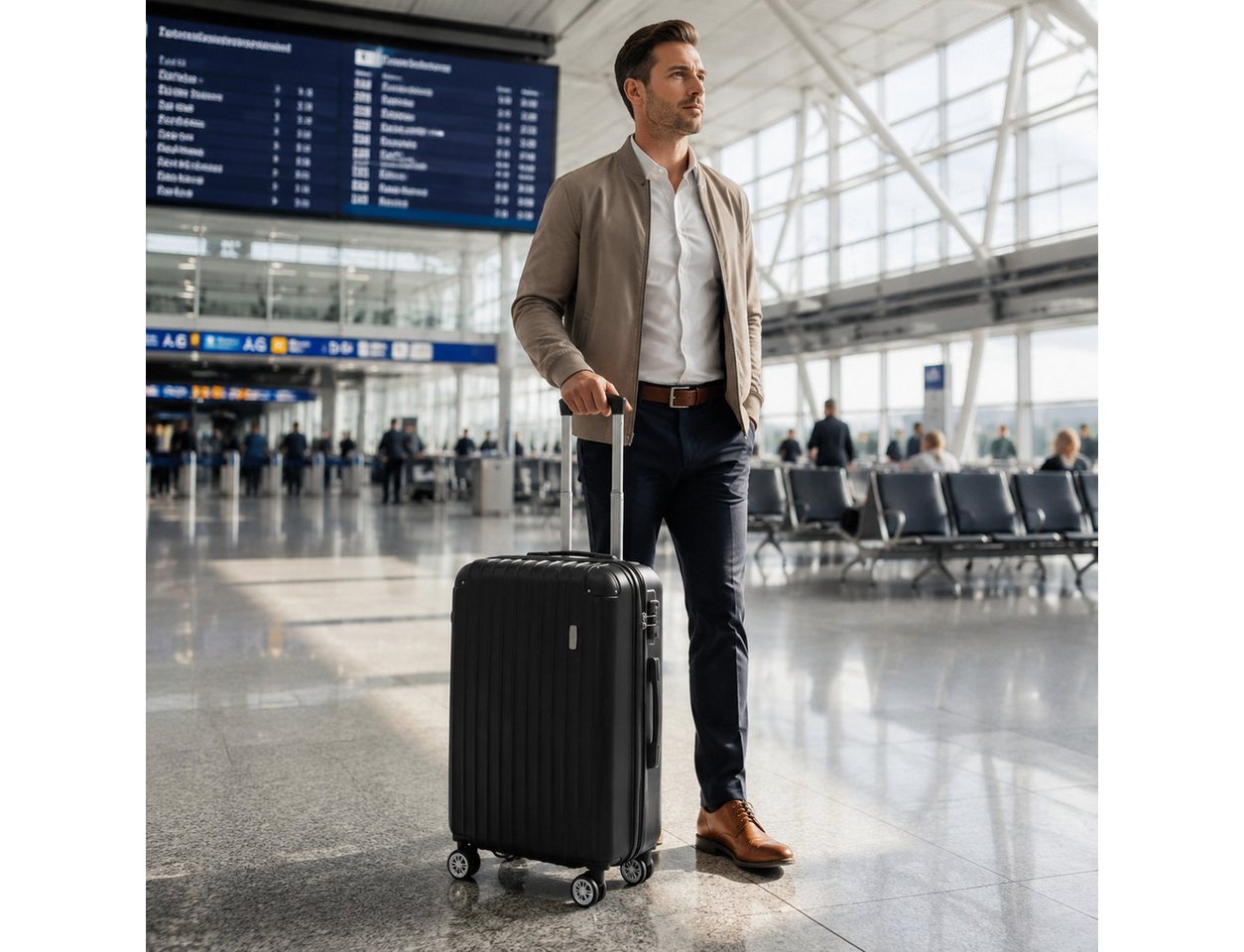Frentree Hartschalen-Trolley Reisekoffer mit TSA-Schloss, Koffer in 3 Größen (Handgepäck, L, XL), 4 Rollen, 360°-Drehung, Wochenendreisen, Geschäftsreisen, Fernreisen Bild 3