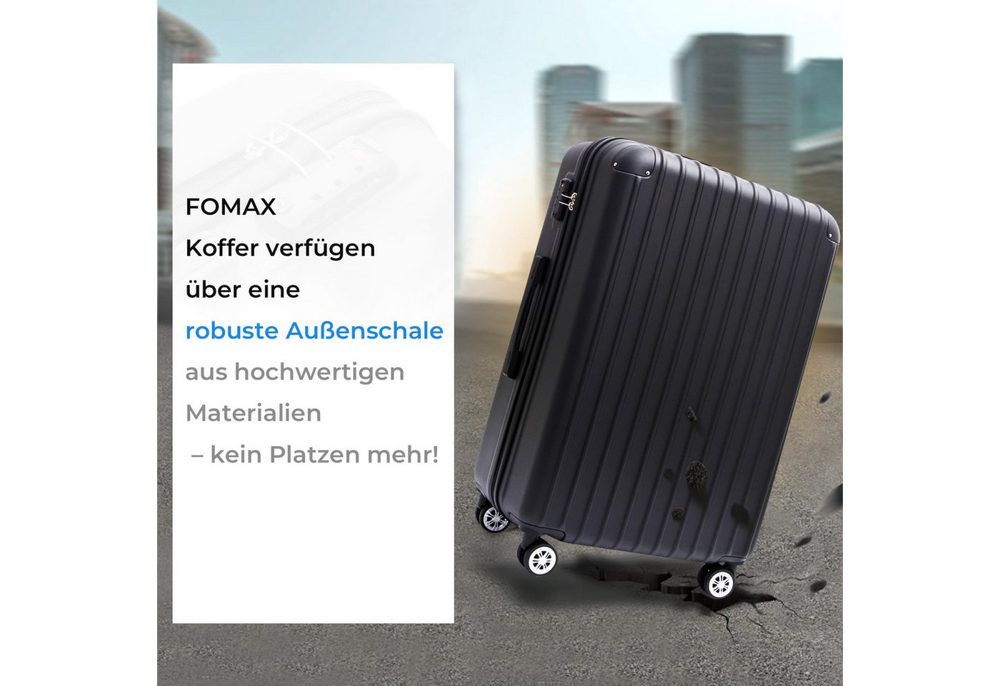 Frentree Hartschalen-Trolley Reisekoffer mit TSA-Schloss, Koffer in 3 Größen (Handgepäck, L, XL), 4 Rollen, 360°-Drehung, Wochenendreisen, Geschäftsreisen, Fernreisen Bild 4