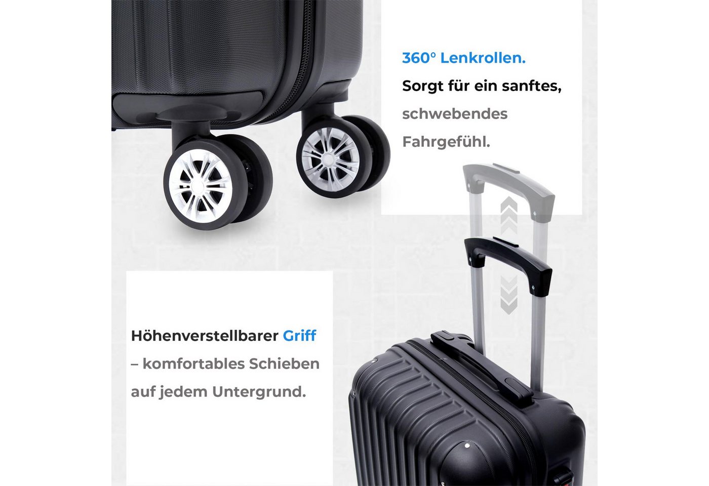 Frentree Hartschalen-Trolley Reisekoffer mit TSA-Schloss, Koffer in 3 Größen (Handgepäck, L, XL), 4 Rollen, 360°-Drehung, Wochenendreisen, Geschäftsreisen, Fernreisen Bild 5
