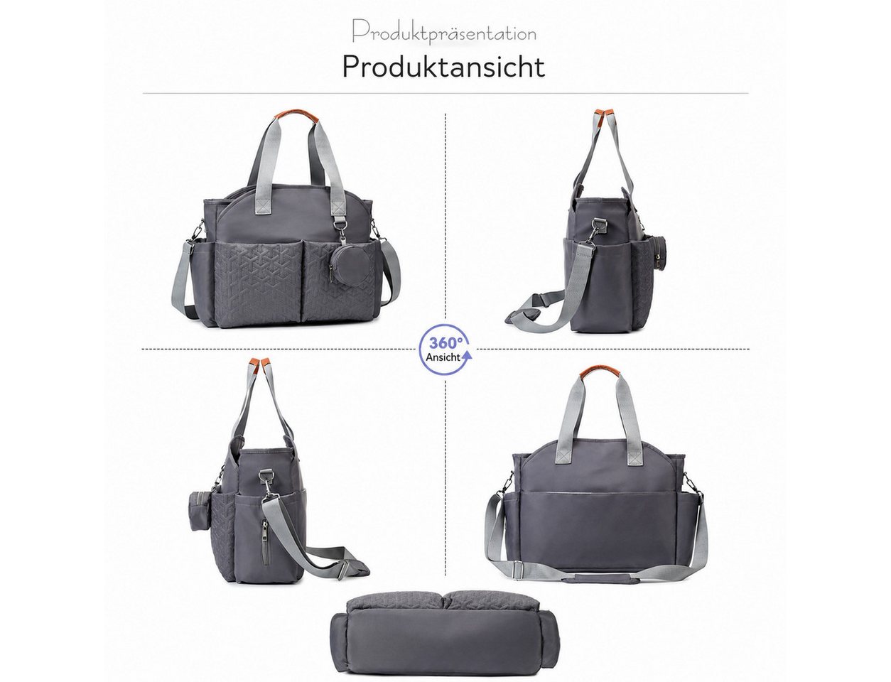 Fyrove Wickeltasche Baby mit Schnullertasche und Wickelunterlage, (Große Multifunktionale Babytasche für Reisen, Kinderwagentasche für Mama und Papa), mit isolierten Flaschenfächern