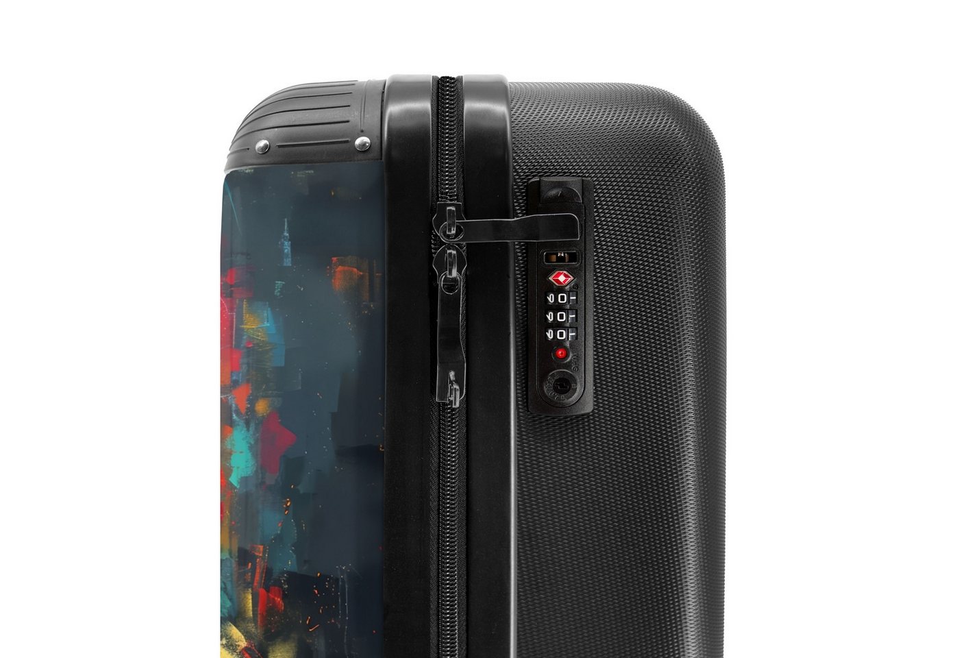 NoBoringSuitcases.com© Hartschalen-Trolley Panda mit buntem Fell und Farbspritzern 55x35x20cm, Reisetasche mit Rollen, Koffer Handgepäck Flugzeug Bild 2