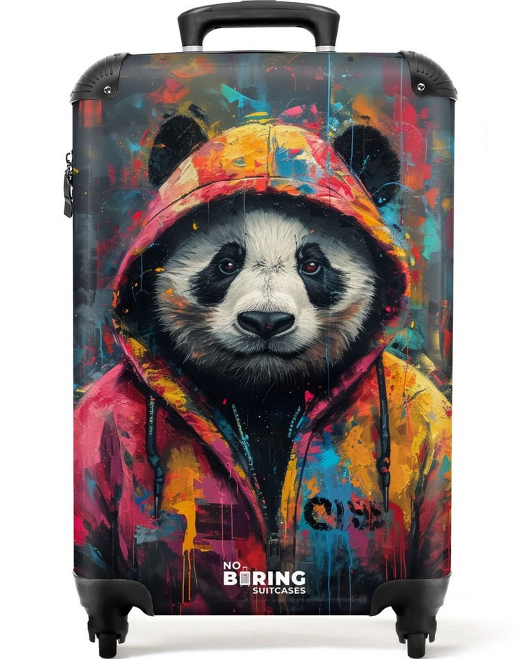 NoBoringSuitcases.com© Hartschalen-Trolley Panda mit buntem Fell und Farbspritzern 55x35x20cm, Reisetasche mit Rollen, Koffer Handgepäck Flugzeug Bild 4