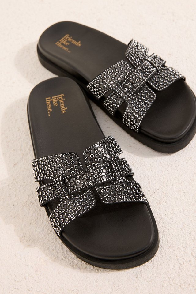 Friends Like These Friends Like These Slider mit Strass und Fußbett Badepantolette Bild 3